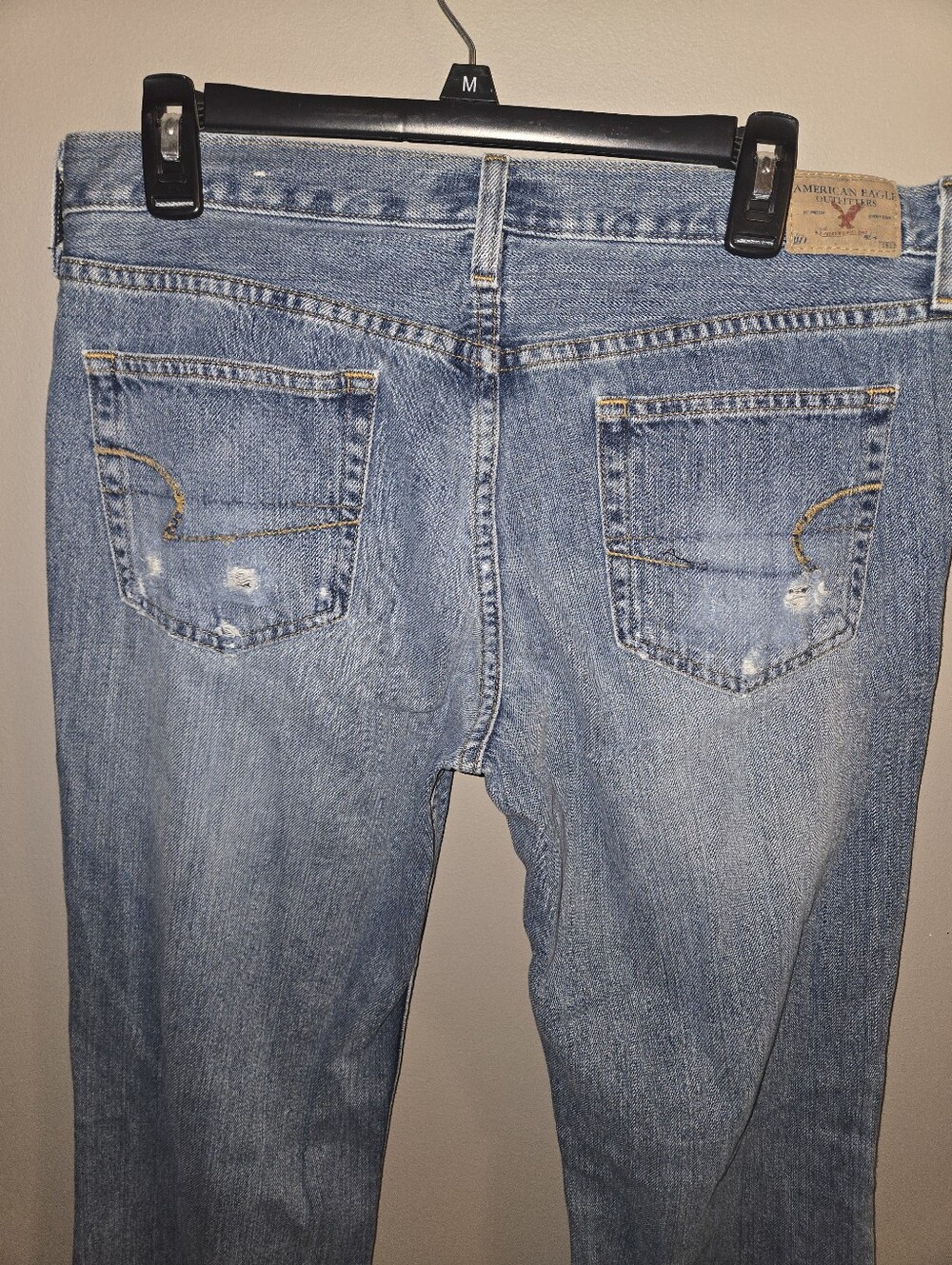 Vtg American Eagle Hipster Flare Denim Jeans Distressed Sz 12 100% Cotton Hippie - Picture 4 of 8
